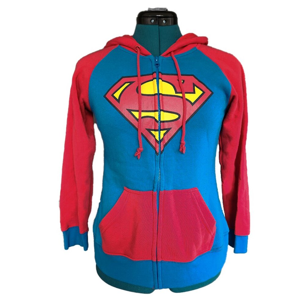 Superman Hoodie DC Comics Superman Logo Red Blue Zip-Up Hoodie Sweatshirt